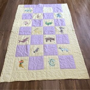 Quilted Patch Work Blanket Yellow Lilac 44inX70in